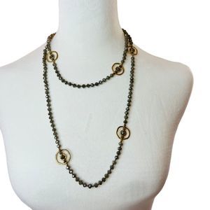 Stella & Ruby 24” Gold & Gray Beaded Necklace